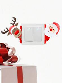 1-2 pièces Autocollants muraux décoratifs Père Noël et cerf, autocollants pour interrupteur de Noël, autocollants imperméables, autocollants en PVC, faciles à coller et à retirer, pour la décoration de la maison, la décoration de la salle de bain, la décoration des salles de jeux, la décoration des chambres de garçons et de filles, les accessoires de la chambre, la buanderie, la décoration du salon, la décoration de la salle de séjour, la décoration de la salle de bain, le bureau, la décoration de la salle de classe et d'autres zones, décoration murale décorative Décoration de Noël à la maison