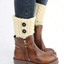 Button Detail Leg Warmer, Crochet Knitted Boots Leg Warmer Socks, Women's Stockings And Socks - Nhiều màu - Xem 9