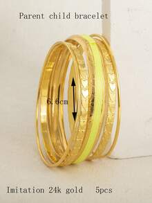 5 قطع مجموعة أساور بتصميم فريد من الشريط والقلب للبنات