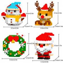 4 合 1 748 件圣诞老人设计积木套装、圣诞主题积木饰品、迷你积木、DIY 圣诞袜填充物、圣诞新年生日礼物、派对礼物 - 彩色 - 查看 7