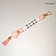 1-Piece Flower Bag Charm, Tassel Pendant, Available In Multiple Flower Colors, Customizable With Name And Initials Beads, Suitable As A Birthday/Holiday Gift For Mother/Family/Girlfriend. - Multicolor - View 83