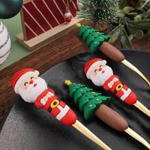 Christmas Spoon And Fork Set, Dessert Fork, Dessert Spoon, Coffee Spoon, Stainless Steel Gold Set With Santa Claus & Christmas Tree Toppers, Christmas Decor, Christmas Dinnerware Set, Practical Christmas Gift