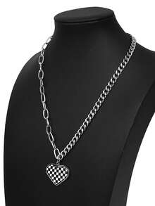 قلادة قلب فضي للنساء، قلادة سلسلة هندسية ضخمة، قلادة مجوهرات يومية وحفلات، هدايا عيد الأم، صيف