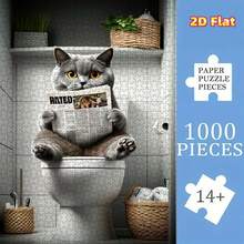 1 Caja (1000 piezas) Rompecabezas plano 2D para adultos con gatos British Shorthair leyendo, que mejora la coordinación mano-ojo, regalo educativo para Halloween, Acción de Gracias, Navidad, Año Nuevo, Día de San Valentín, para mayores de 14 años, juego de rompecabezas avanzado para adultos