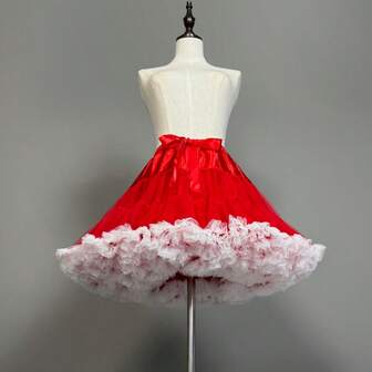 1件装女士荷叶边腰部衬裙，多功能衬裙，适用于万圣节、圣诞节服装配饰，加厚圣诞装饰