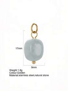 1pc Vintage Elegant Stainless Steel Natural Stone Geometric Pendant, DIY Necklace Bracelet Earring Keychain, Suitable For Christmas Gift & Daily Wear