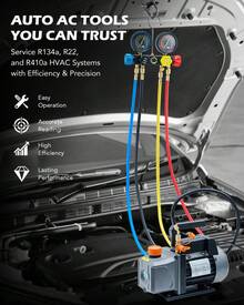 4CFM Vacuum Pump HVAC Refrigeration AC Manifold Gauge Set Leak Detector Bag