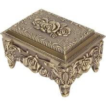 Caja de joyería de metal rosa Otufna, caja de baratijas de aleación de zinc, caja de almacenamiento de joyería vintage rectangular para anillos, aretes y collares - 1 - Ver 8