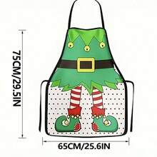 4件套圣诞围裙、可爱厨房烹饪围裙、圣诞精灵圣诞老人雪人围裙、可调节厨房烹饪围裙、趣味女式厨师围裙