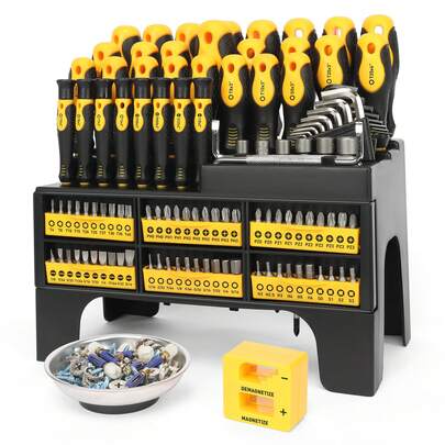 118-teiliges magnetisches Schraubendreherset mit Organizer | Präzisions-Ratschenschraubendreher, Schlitz, Sechskant, Torx, Pozidriv | Magnetisierer/Entmagnetisierer & Aufhebehaken | DIY Heim- und Mechaniker-Werkzeug-Geschenkset