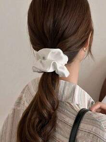 1/3/5/10pcs发圈头箍时尚简约高端饺子头胖大肠橡胶头箍女士头箍缎面高端纯色缎面头箍大号结肠头箍头箍新年发圈时尚发饰 - 彩色 - 查看 4