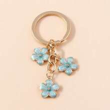 XJJX Flower Keychains Charm, Cherry Blossom Enamel KeyChains Cute Floral Keyring - 藍色 - 查看 1