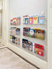 1 Stück Acryl Bilderrahmen Bücherregal, Kinderzimmer Tür Rückwand, Magazin Aufbewahrung, Hängeregal Acryl Wandmontage Bilderrahmen, transparent, einfache Installation ohne Bohren, Wandmontage, Flur, Oxford Baum Magazin, Kinderbücherregal