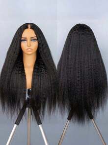 CURLYME Kinky Straight V Part Wig With Elastic Drawstring Upgrade U Part Wig Beginner Friendly Wigs No Leave Out Hand Tied Glueless Wigs Protective Style Wear Go Wigs For Women - SNatural - View 7