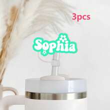 1pc Custom Personalized Acrylic Name Cup Tag,Personlized Name & Flower Straw Topper,Personalized Straw Cover Gift For Water Cup,Customized Straw Topper,Tumbler Accessories,Gift For Christmas,Back-To-School,Birthdays,Girls,Family,Friends. - Straw Holder Name Tag - View 20