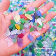 150/300/600g Pierres de verre de mer colorées et givrées - 0,35 à 0,59 pouces. Diverses pierres de verre de plage colorées et givrées, convenant pour le remplissage d'aquariums, la fabrication de bijoux, les bouteilles à vœux, le remplissage de vases, la réalisation de mosaïques artisanales, les cadres photo faits main et autres artisanats