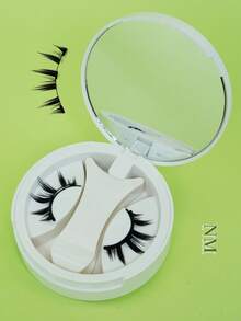 1 Pair/Set CC Curly Magnetic False Eyelashes Kit With Professional Eyelash Curler, Reusable, No Glue Needed, Ideal For Lazy People, Natural Cartoon Lash Applicator Mixed Design, 3D Volume False Eyelash Strips For Eye Lifting, Suitable For Daily Wear, Work, Study, Travel, Party, Women's Gift, Women's Christmas Gift - màu đen - Xem 7