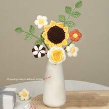 1 Set Finished Home Decor Openwork Rose, Lily Of The Valley Crochet Flowers, Handmade Floral Bouquet, Artificial Flowers, Knitted Flowers, Crochet Flowers, Handcraft Flowers, Valentine's Day Gift, Lucky Flower Bouquet