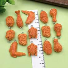 16 件树脂炸鸡快餐饰品逼真食物吊坠，可用于 DIY 手链项链耳环钥匙扣首饰制作工艺用品 - 黃色 - 查看 6