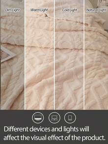 1件纯色柔软舒适保暖毯，家居装饰，适用于床、沙发、办公室、房间、宿舍，可机洗 - 米色 - 查看 5