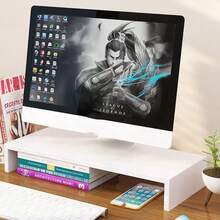 1pc Monitor Riser Stand; Desktop Computer Monitor Raiser, Display Screen Elevated Holder, Office Desk Organizer Shelf For Laptop, Suitable For Office Desk