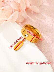 1枚2026新款不锈钢戒指，镶嵌四叶草锆石幸运吊坠，时尚男女夏季佩戴 - 四葉草戒指 - 查看 5