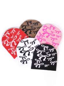 1 件时尚图案针织帽，提花成人男女通用无檐便帽，温暖，时尚街头休闲，多色，秋冬秋季服装 - 花紋圖案 - 查看 17