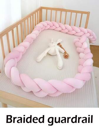 1pc Braided Knot Crib Bumper, Kids Room Bed Safety Guard Rail, Woven Knot Ball Decor, Infant Nursery Bedding Protector, Baby Crib Fence (Actual Size Slightly Smaller Than The Picture, Please Note For Customers)