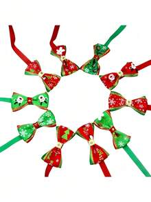 5 pezzi Collare natalizio per animali domestici, papillon per cani, motivo di Babbo Natale carino, campanellino, papillon a motivo di renna per gatti, collare per cani, accessori costume natalizio per animali domestici