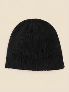 1 件纯色保暖内衬针织便帽，男士保暖无缝帽，柔软舒适，简约风格，适合寒冷天气冬季保暖 - A - 查看 2