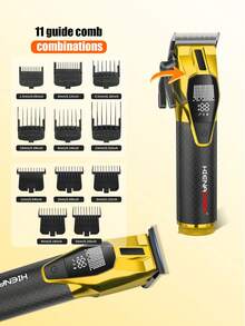 HIENA 3pcs Gold Hair Clipper Gift Box, Cordless Trimmer Set With Detachable Battery And Charging Base, Professional Hair And Beard Grooming Kit For Men, Ideal For Christmas Or Birthday Gifts