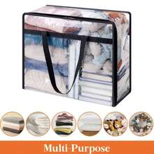 1/4 piezas Bolsas de almacenamiento de plástico transparente extra grandes de 40L con cremallera y asas reforzadas, adecuadas para guardar ropa, ropa de cama y suministros de mudanza - Multicolor - Ver 14