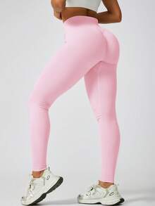 NcmRyu 1pc Solid Color Women Shapewear Lift Buttocks Yoga Fitness Running Tennis Training Sports Outdoor Long Pants, Spring/Summer Conjunto Deportivo Mujer - Hồng - Xem 4