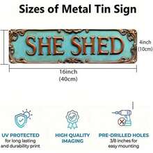 "SHE SHED" Vintage Metal Street Sign - Retro Tin Wall Art Decor, Bar Gifts For Home Pub Cafe Wall Decoration