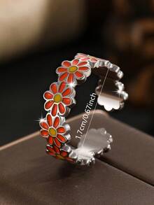 The Cross-Border Best-Selling Small Daisy Opening Adjustable Ring Is Suitable For Women To Wear