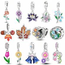 CYCUFF 1 pieza Colgante de flor con baño de plata para hacer pulseras, collares y joyas DIY, regalo para mujeres, regalo de Acción de Gracias