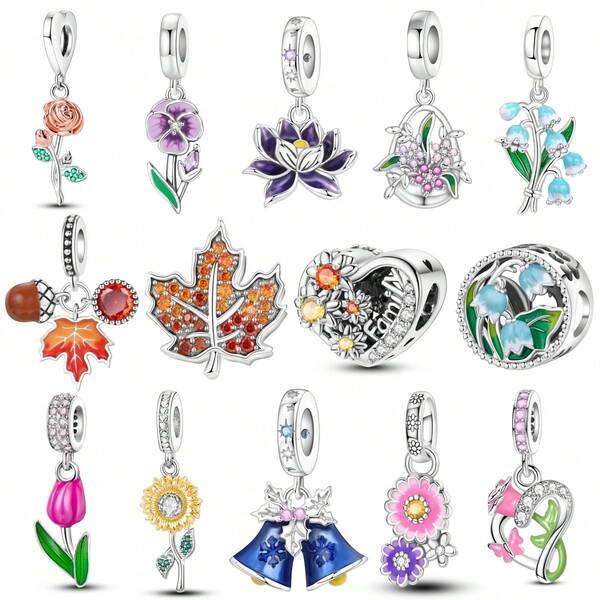 CYCUFF 1 pieza Colgante de flor con baño de plata para hacer pulseras, collares y joyas DIY, regalo para mujeres, regalo de Acción de Gracias