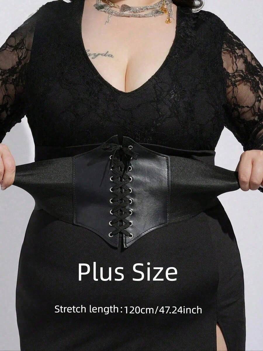 1pc Plus Size Women's Elegant Corset Waist Belt, Vintage Palace Style Elastic Waist Cincher, Best Paired With Dresses, Gowns, Coats For Parties, Celebrations