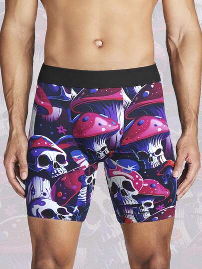 1 قطعة سروال داخلي رجالي، تصميم مرح مع تصميمات جمجمة مخيفة، سروال داخلي لصديق أو زوج، هدايا عيد الميلاد أو الذكرى السنوية له، هدايا للصديق