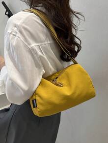 Túi đeo vai dung tích lớn, màu trơn thời trang, kiểu dáng sinh viên, nhẹ nhàng và thoải mái, đơn giản và đa năng, có dây buộc trang trí, phù hợp để đi mua sắm, đựng ví, đi chơi, đặc biệt thích hợp cho nữ sinh, sinh viên đại học, người mới đi làm và nhân viên văn phòng. Cũng rất phù hợp cho văn phòng, trường đại học, công việc, kinh doanh, đi làm, hoạt động ngoài trời, du lịch và dã ngoại. - Màu vàng - Xem 3