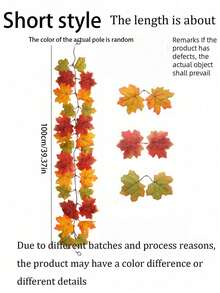 1 pieza Guirnalda de hojas de arce amarillas, Guirnalda colgante de hojas de arce artificiales de otoño de 39.3 pulgadas para decoración de pared, fiestas familiares, bodas, cenas, decoración del hogar, decoración de mesa, decoración de puerta de entrada, decoraciones interiores y exteriores
