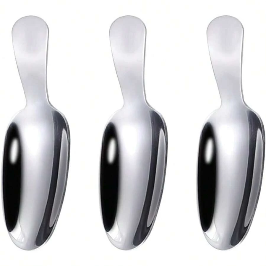 3 Pieces Teaspoon, Flour Scoop, Mini Spice Scoop, Measuring Spoon, Kitchen Scoop, Salt Scoop, Coffee Scoop For Salt, Spices, Coffee, Grains, Dosage - Bạc - Xem 1