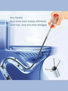 1PC Wire Hand Cranked Drain, Drainage Snake Cleaners, Flexible Grasping Tools, Suitable For Cleaning Kitchen Sinks, Drains, Drain Pipes And Toilet Blockages, Spring Pipe Unclogging Tools, Suitable For Kitchen, Bathroom And Toilet - Multicolor - View 5