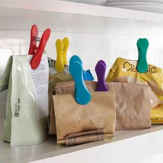 Random Color Rainbow Bag Clips, Snack Sealing Clips, Kitchen Storage Clips, Perfect For Kitchen Storage And Organization