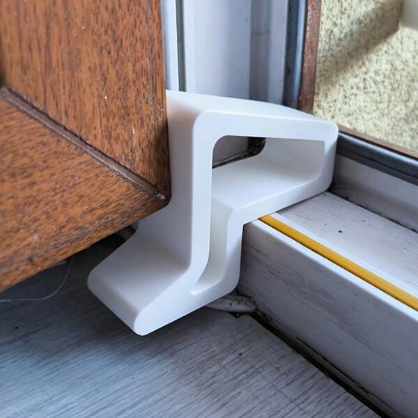 1pc Heavy Duty Door And Window Stop - Sturdy Hard Plastic Material With Non- Base, One-Button Locking Mechanism, Space-Saving Design For Indoor/Outdoor Doors, Windows, Glass Partitions - Suitable For Home, Office, Hotel, Apartment - White/Black - Included Screws For Easy Installation