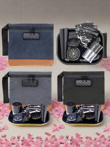 Conjunto de Fumar à Prova de Odor de Tamanho Pequeno, Inclui Trava com Senha, Camadas à Prova d'Água e Resistentes a Odores, Tamanho Compacto, Portátil, Combinação de Recipiente de Armazenamento, Tubo de Abertura, Bandeja e Pequena Bolsa Preta à Prova de Poeira, 3 Conjuntos para Escolher, Adequado para Casa, Festa de Aniversário, Presente de Natal