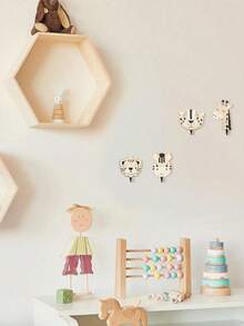 1 pieza Gancho de pared con forma de animal de madera, instalación resistente para habitación de niños, entrada, colgar ropa, bolsas - Multicolor - Ver 5