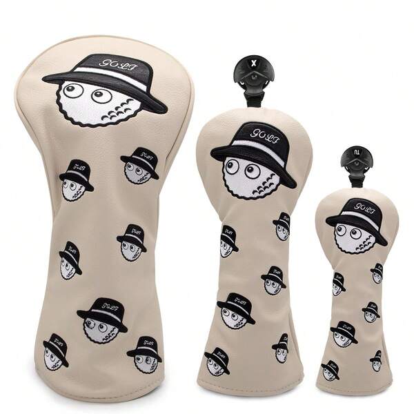 Modisches Design Fischereiart weiße Golfschläger-Kopfbedeckungen für Treiber, Fairway, Hybrid-Hölzer mit Nummer-Tags für #1 #3 #5 Hölzer, Blade Putter, Mallet