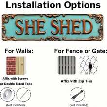 "SHE SHED" Vintage Metal Street Sign - Retro Tin Wall Art Decor, Bar Gifts For Home Pub Cafe Wall Decoration