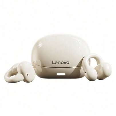 Lenovo TC3308 Bone Conduction Sports Earphones, Clip-On Design, Stable Fit, Intelligent Call Noise Reduction Technology, Bluetooth Low Latency, Essential For Running And Fitness, Moon Rock White